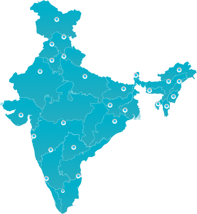 Map of India showing Impact Infotech office and service coverage